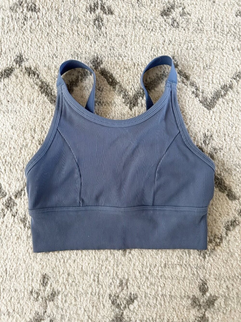 Aerie Blue Ribbed Longline Sports Bra Size Small Women's